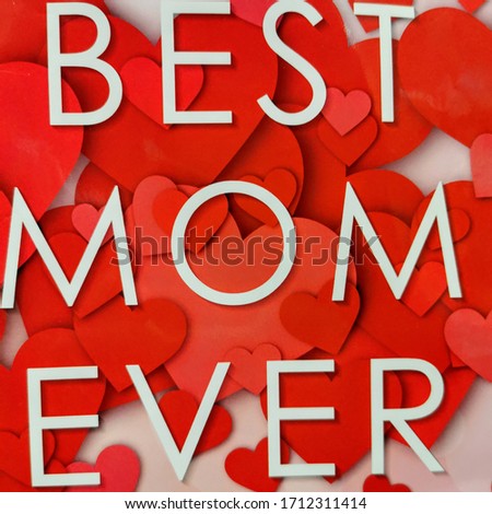 Best Mom Ever card with red hearts