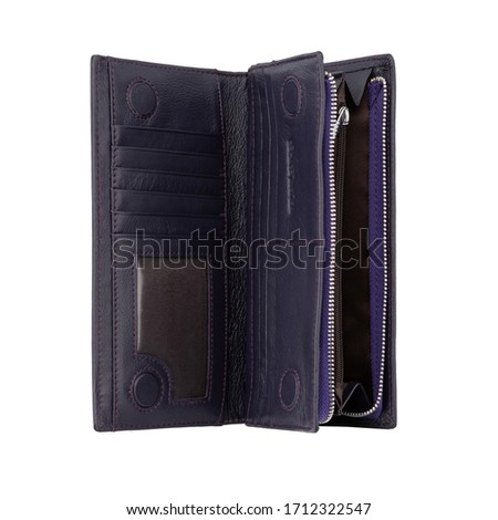woman genuine leather wallet, isolated on white background, stock photography
