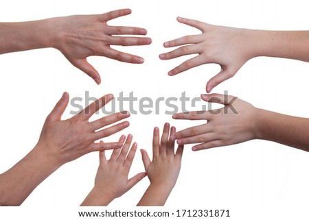 three ladies show five fingers with their hands open