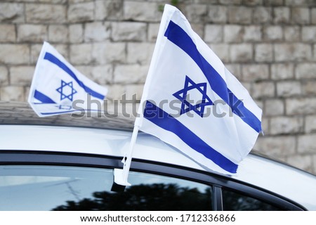 israeli flag independence day brick wall car window