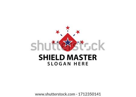 shield master stars logo vector concept with simple, unique, flat and elegant styles with white background