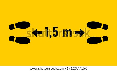 Social Distancing 1,5 Meters Keep Safe Distance Shoeprints Icon. Vector Image. Royalty-Free Stock Photo #1712377150