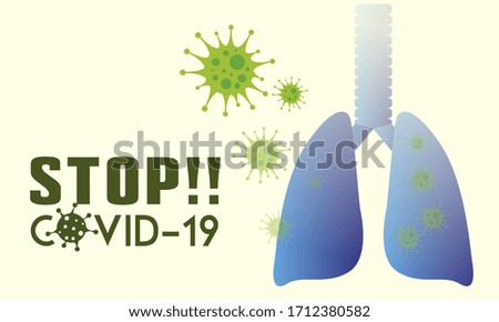 Coronavirus stop poster. Virus and lungs icons - Vector illustration