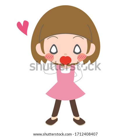 
Cute girl character dressed in pink