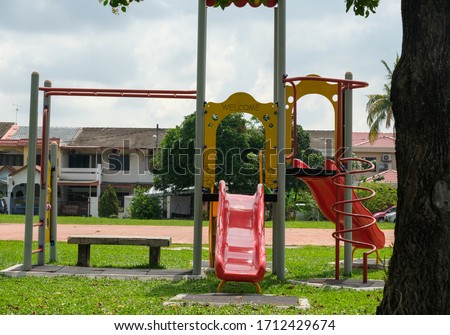 A picture of empty slide caused by park closure during Covid-19 Malaysia Movement Control Order.