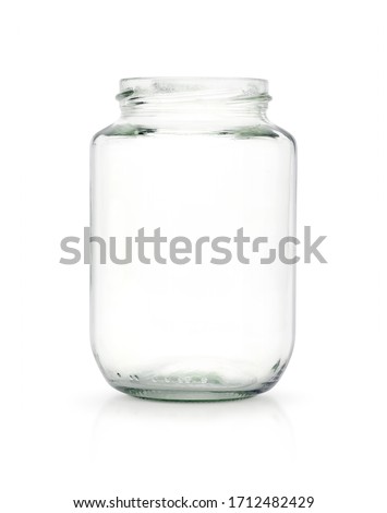 Open Empty glass jar isolated on a white background. Clipping path.