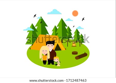 Relaxing in the holidays by camping, Vector, illustrator
