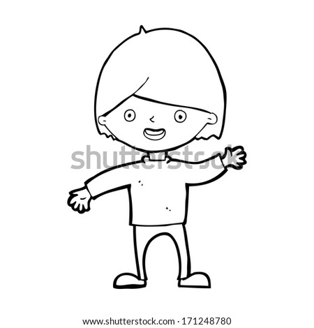 cartoon waving boy