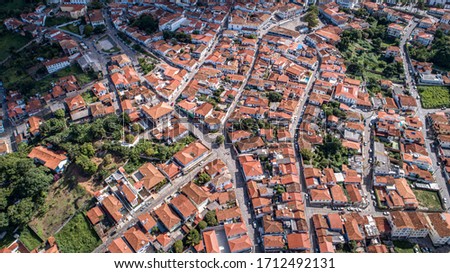 Aerial view of the historic center in sunshine of Diamantina, Minas Gerais, Brazil
