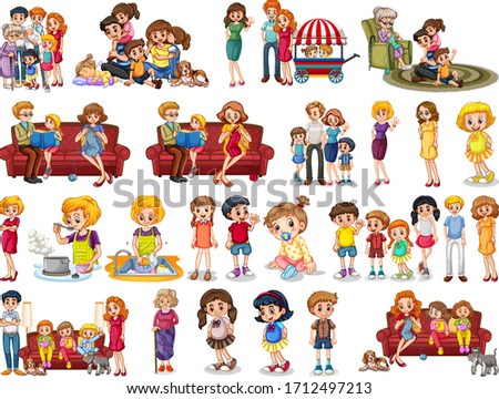 Set of people cartoon character illustration