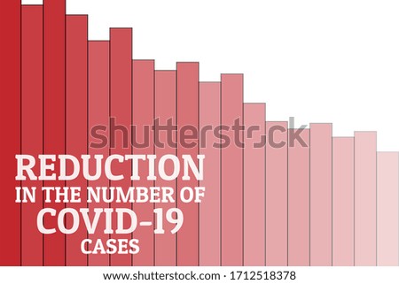 Reduction in the number of COVID-19 cases concept. Novel coronavirus pandemic. Template for background, banner, poster with text inscription. Vector EPS10 illustration
