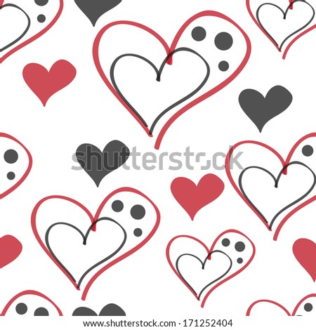 black and red hearts on a white background