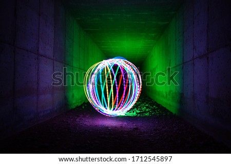 colored led lights to a sphere light painting