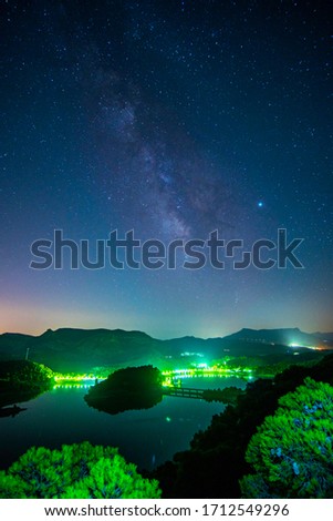 The Milky Way Galaxy in a vertical shot Royalty-Free Stock Photo #1712549296