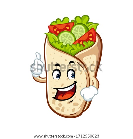 Vector mascot, cartoon, and illustration of a burrito with thumb up