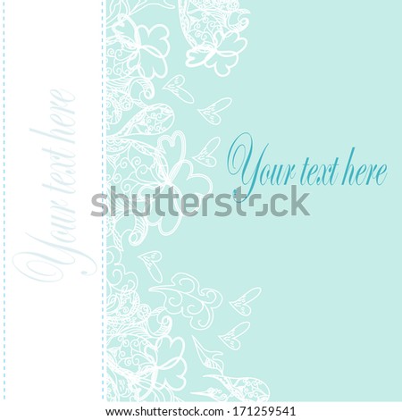 Vintage invitation card with lace ornament. Template frame design for card. Can be used for packaging, Valentine's Day decoration,bag template, print for packet, cup. 