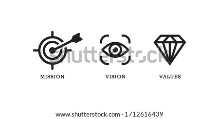 Mission vision values icon . Organization mission vision values icon design vector  Royalty-Free Stock Photo #1712616439