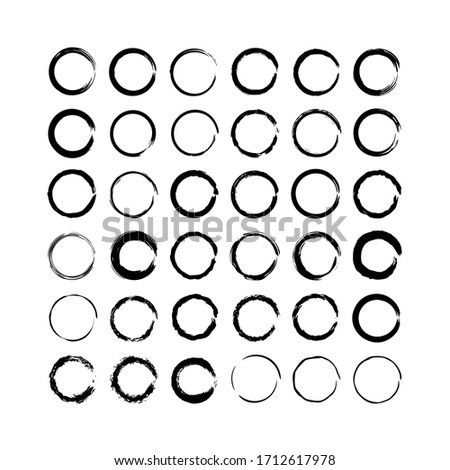 Set of traced circles isolated on a white background. Icons for apps and websites.