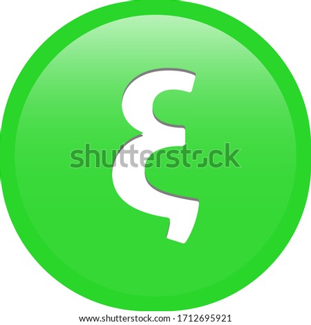 Simple soft Green Greek fraternity alphabet Symbols sign letter Ξ ξ Xi circle button with inner shadow illustration in vector