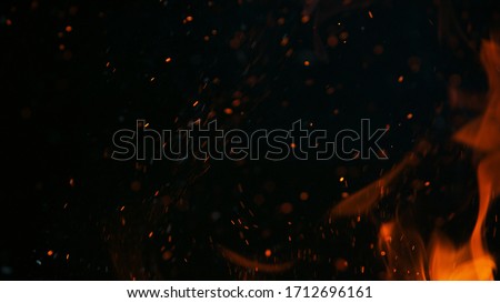 Closeup of fire isolated on black background