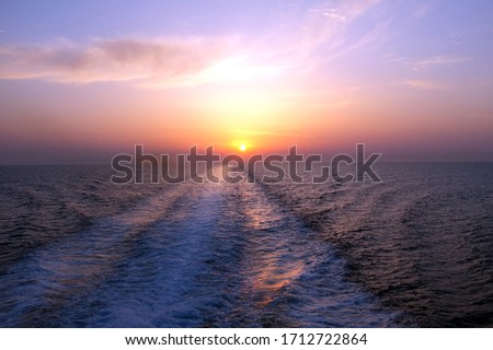  Beautiful sunset from a ferry in Naxos, Greece