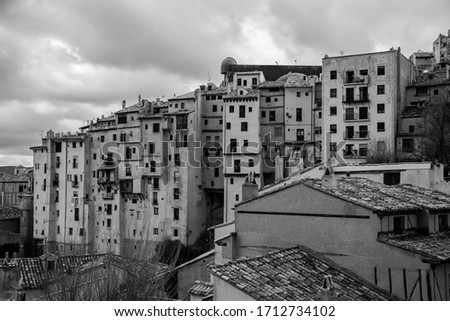 A landscape photography of the Cuenca streets and buildings. 21-09-2019. Cuenca, Spain.