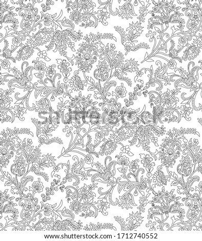 traditional indian paisley pattern on  outline  background
