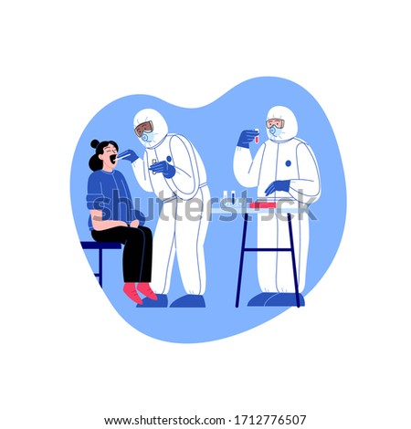 Professional doctor wearing covid-19 protection suit checking up the patient at the hospital doing the tests. Virus outbreak concept Royalty-Free Stock Photo #1712776507
