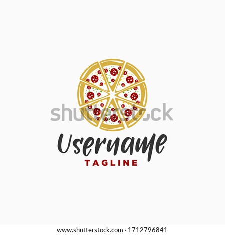 circle pizza logo design inspiration . simple pizza logo design template . pizza top view logo design