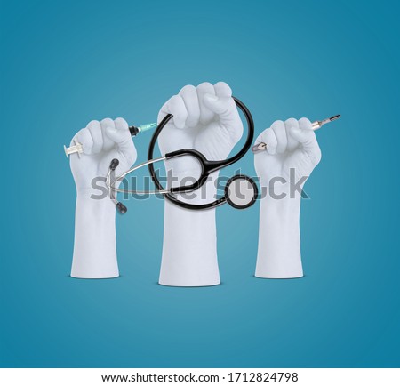 Medical Team Doctor Group Labor Day, 1 May Holiday, Doctor Labor Day, Doctor May day, Medical Hero, Labor Day,Coronavirus, Doctors are heroes Royalty-Free Stock Photo #1712824798