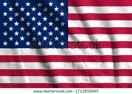 United States , USA  Flag on Fabric texture Royalty-Free Stock Photo #1712850049