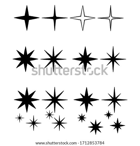 hand drawn Star icons. Twinkling stars. Sparkles, shining burst. Christmas vector symbols isolated. doodle Royalty-Free Stock Photo #1712853784