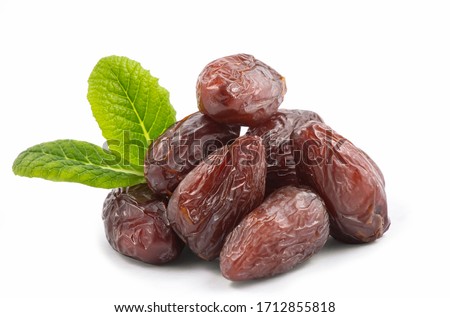 Group fruit of palm Phoenix dactylifera or Dare fruits in isolated on the white background. Royalty-Free Stock Photo #1712855818