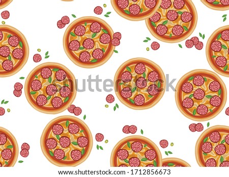 pizza pattern drawing background. Junk food seamless hand drawn for wrapping and decoration print 02