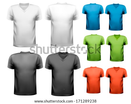 Colorful male t-shirts. Design template. Vector.