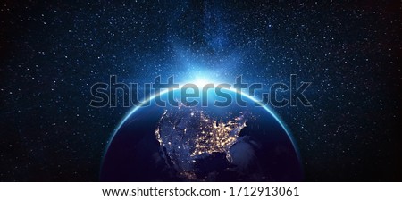 Planet Earth North America from the Space at Night. Elements of this Image Furnished by NASA Royalty-Free Stock Photo #1712913061