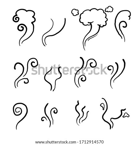 hand drawn Aromas vaporize icons. Smells vector line icon set, hot aroma, stink or cooking steam symbols, smelling or vapor, smoking or odors signs doodle Royalty-Free Stock Photo #1712914570