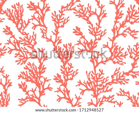 Beautiful seamless vector tropical pattern with corals. Perfect for wallpapers, web page backgrounds, surface textures, textile. Living coral seamless pattern Royalty-Free Stock Photo #1712948527