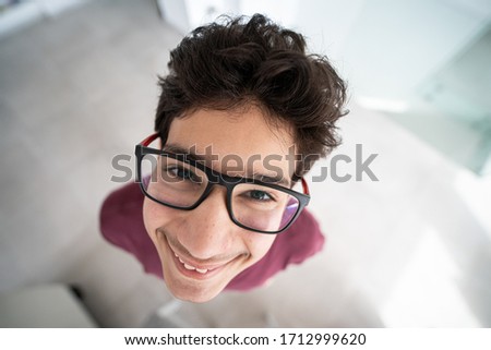 Close up selfie of teenage boy