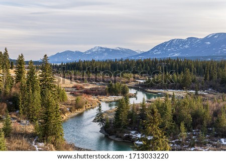 Beautiful fairmont creek in canadian rocky mountains spring Regional District of East Kootenay. Royalty-Free Stock Photo #1713033220