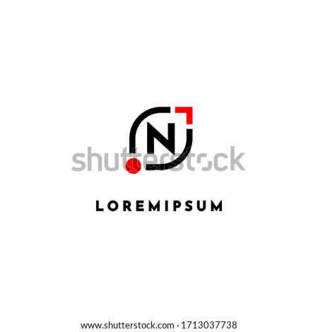 minimalist simple modern N logo letter design concept in red and black.