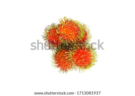 Fresh  rambutan isolated  on a white background.Fruits in Thailand.Fruit on summer.