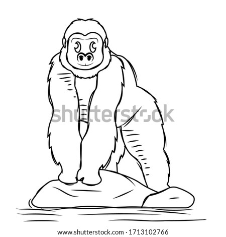 Cartoon of a cute gorilla sketch - Vector