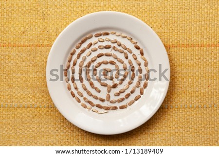 A plate with a maze made of seeds