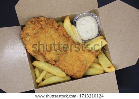 Delivery Rice box Fried fish French fries