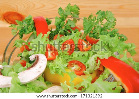 vegetables salad on wooden table