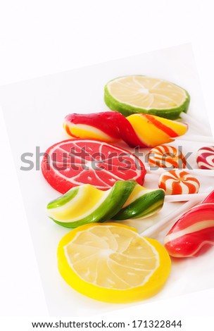 Background with bright lollipops