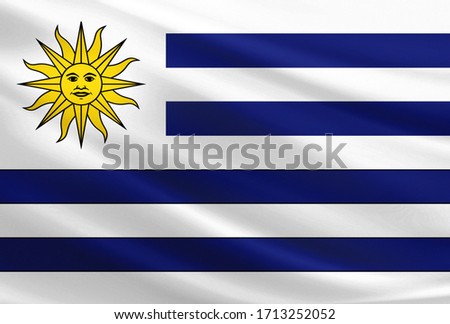 Uruguay flag with fabric texture