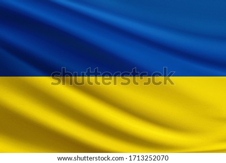 Ukraine flag with fabric texture Royalty-Free Stock Photo #1713252070