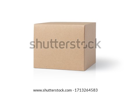 Packaging paper and Shipping online Box with  transport isolated on white.  Royalty-Free Stock Photo #1713264583